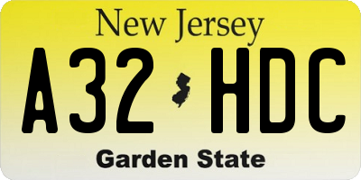 NJ license plate A32HDC