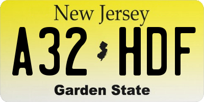 NJ license plate A32HDF