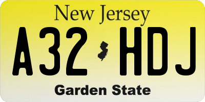NJ license plate A32HDJ