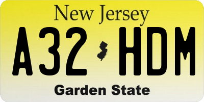 NJ license plate A32HDM