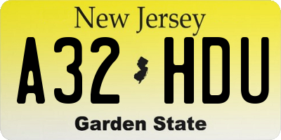 NJ license plate A32HDU
