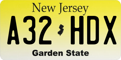 NJ license plate A32HDX