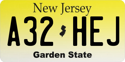 NJ license plate A32HEJ