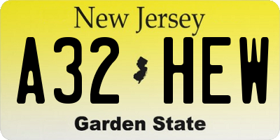 NJ license plate A32HEW