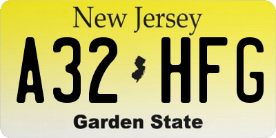 NJ license plate A32HFG