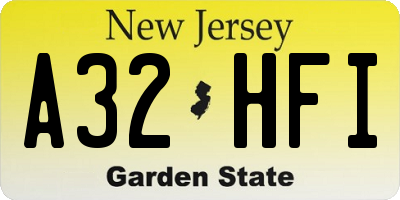 NJ license plate A32HFI
