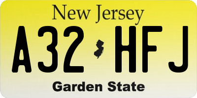NJ license plate A32HFJ