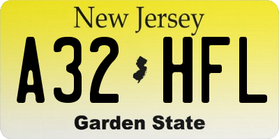 NJ license plate A32HFL