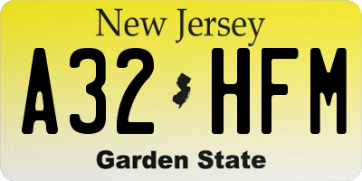 NJ license plate A32HFM