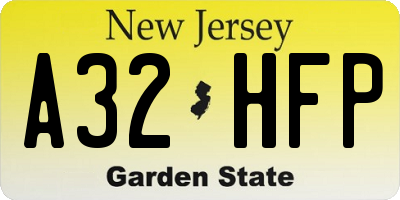 NJ license plate A32HFP