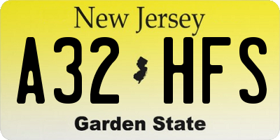 NJ license plate A32HFS