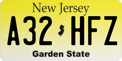 NJ license plate A32HFZ