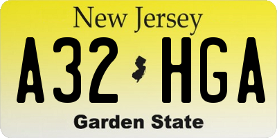 NJ license plate A32HGA