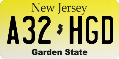 NJ license plate A32HGD