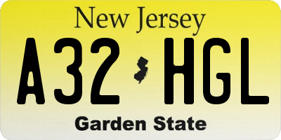 NJ license plate A32HGL