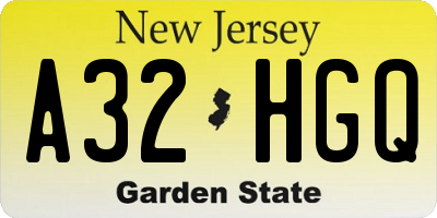 NJ license plate A32HGQ