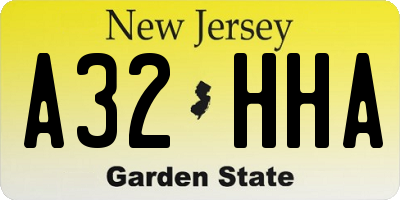 NJ license plate A32HHA