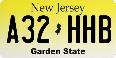 NJ license plate A32HHB