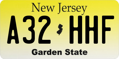 NJ license plate A32HHF