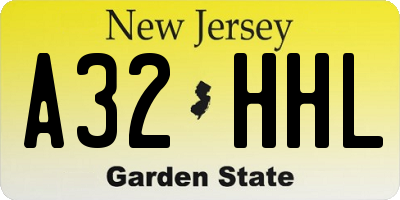 NJ license plate A32HHL