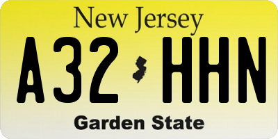NJ license plate A32HHN