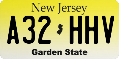NJ license plate A32HHV