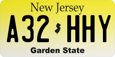 NJ license plate A32HHY