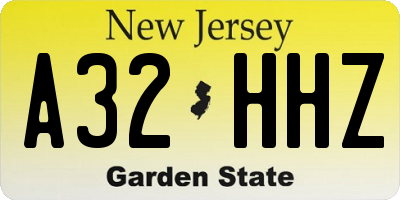 NJ license plate A32HHZ