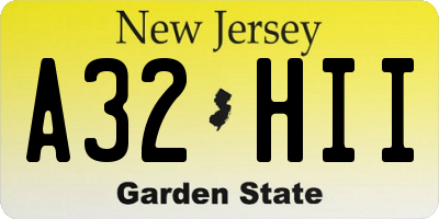NJ license plate A32HII