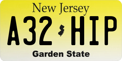 NJ license plate A32HIP