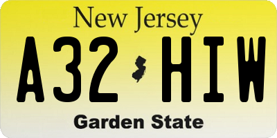 NJ license plate A32HIW