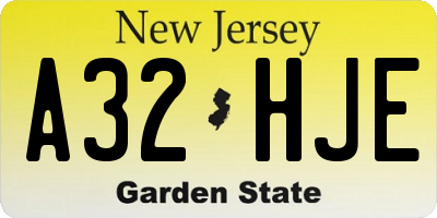 NJ license plate A32HJE