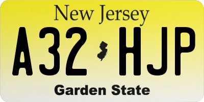 NJ license plate A32HJP