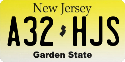 NJ license plate A32HJS