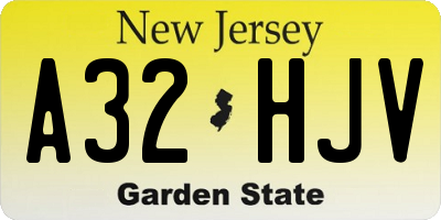 NJ license plate A32HJV