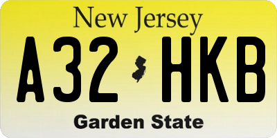 NJ license plate A32HKB