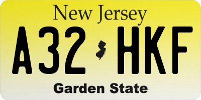 NJ license plate A32HKF