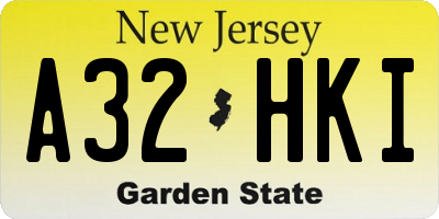 NJ license plate A32HKI