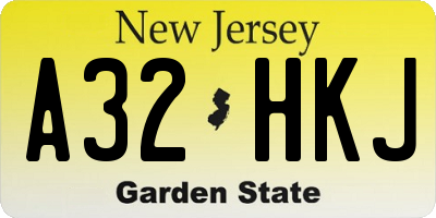 NJ license plate A32HKJ