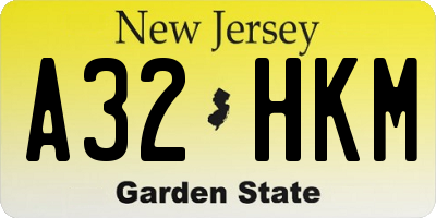 NJ license plate A32HKM