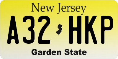 NJ license plate A32HKP