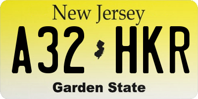 NJ license plate A32HKR