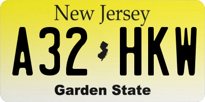 NJ license plate A32HKW