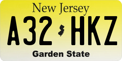 NJ license plate A32HKZ