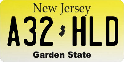 NJ license plate A32HLD
