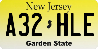 NJ license plate A32HLE