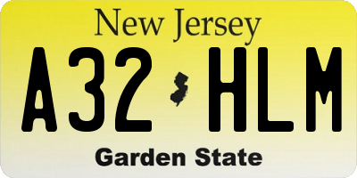 NJ license plate A32HLM