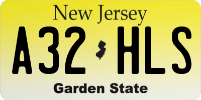 NJ license plate A32HLS