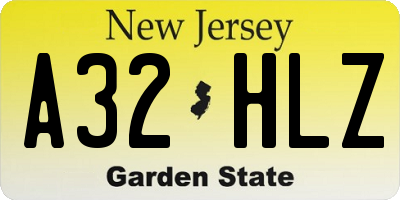 NJ license plate A32HLZ
