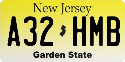 NJ license plate A32HMB